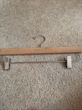 XOXO Wooden Pant Hanger with Metal Clips - Natural Wood & Silver